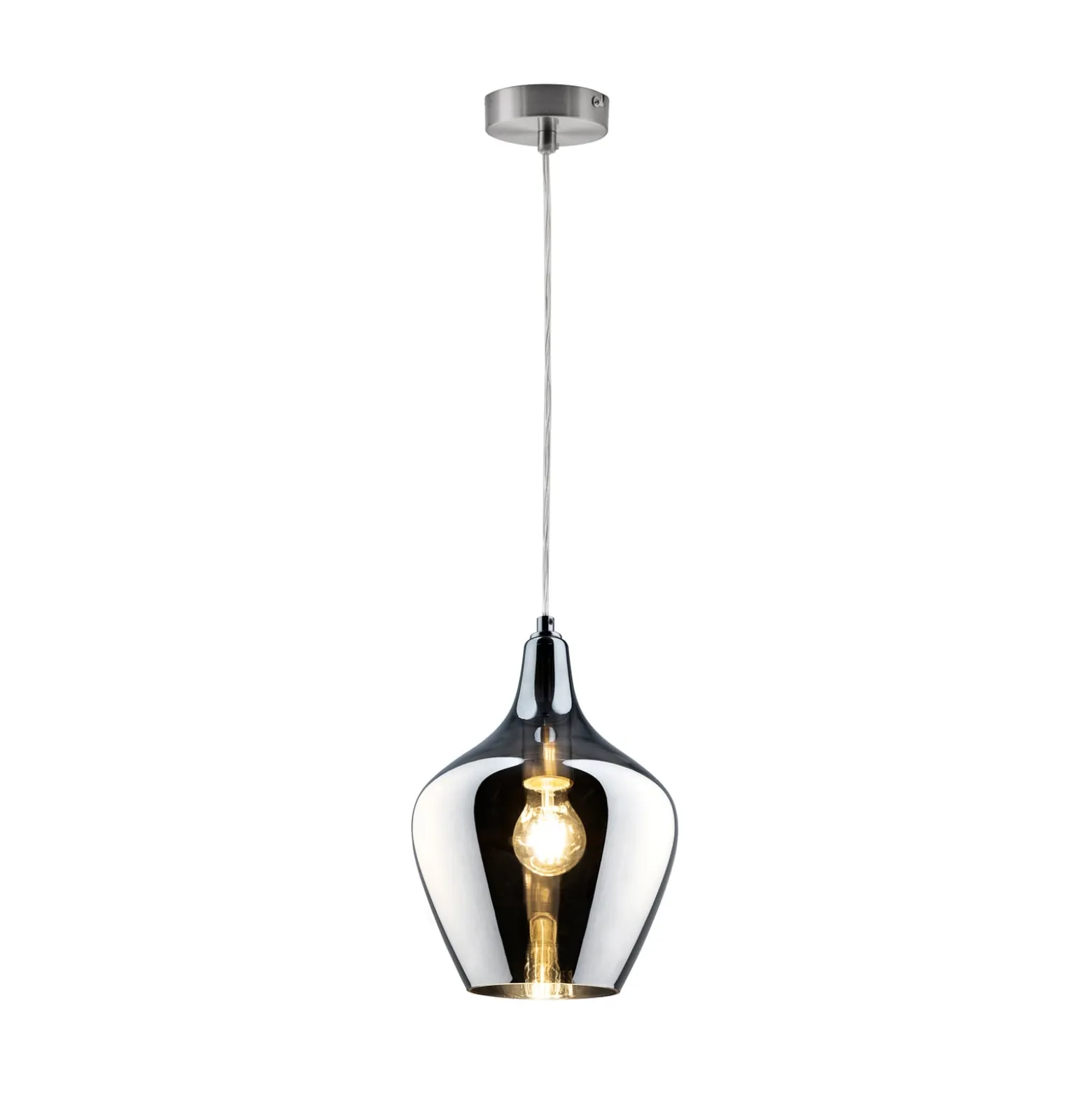 Pendellampe Paso aus Glas, einflammig, rauchgrau