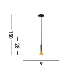 Pendellampe Signal, Ø 9 cm, schwarz/goldfarben, Metall