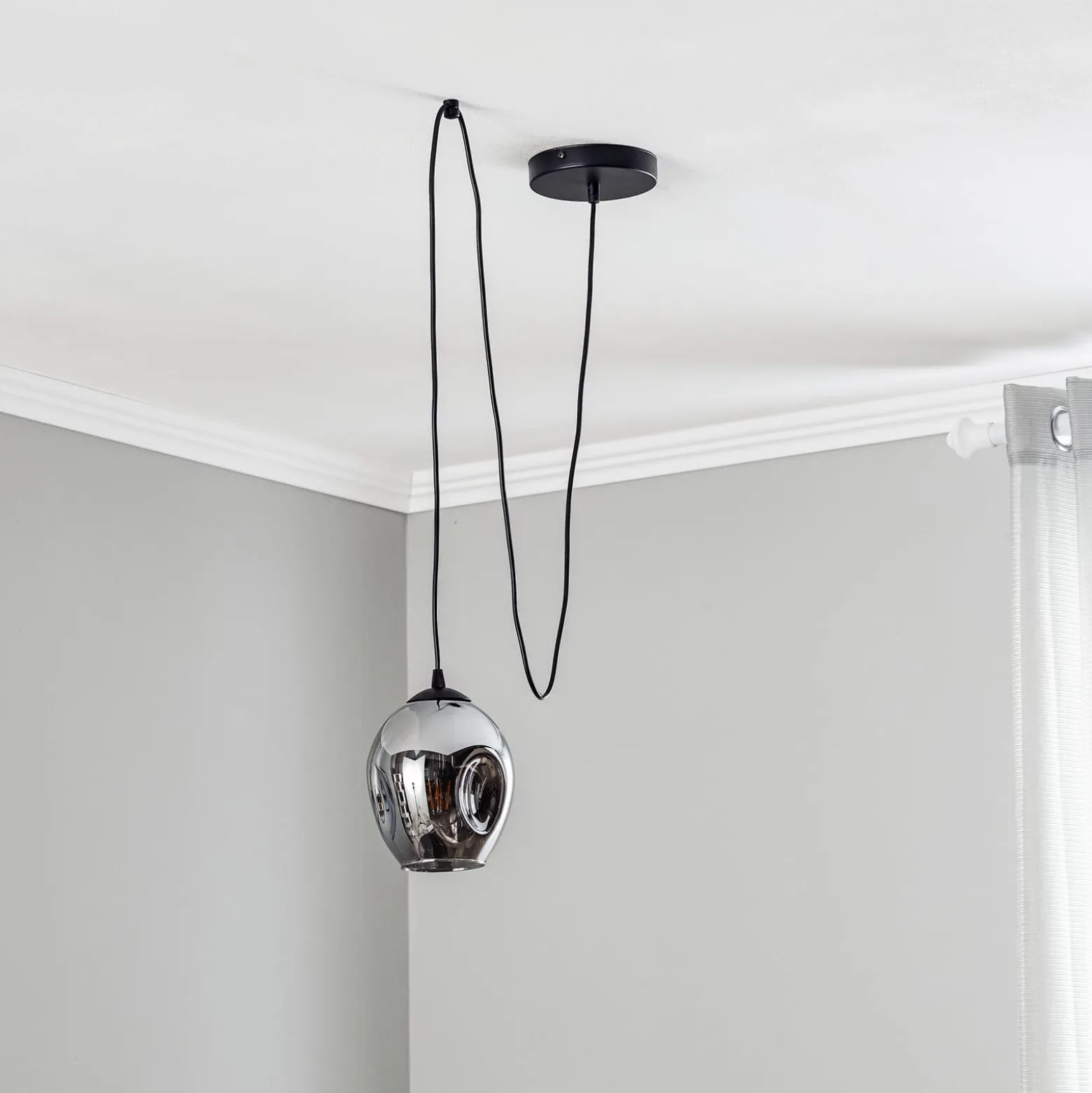 Pendellampe Starla dezentral 1-flg. Glas grafit