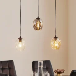 Pendellampe Starla gerade 3-flg. grafit/amber/klar