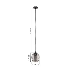 Pendellampe Starla, Glas grafit, 1-flammig rund