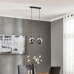 Pendellampe Starla zweiflammig, Glas grafit