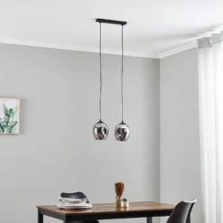Pendellampe Starla zweiflammig, Glas grafit