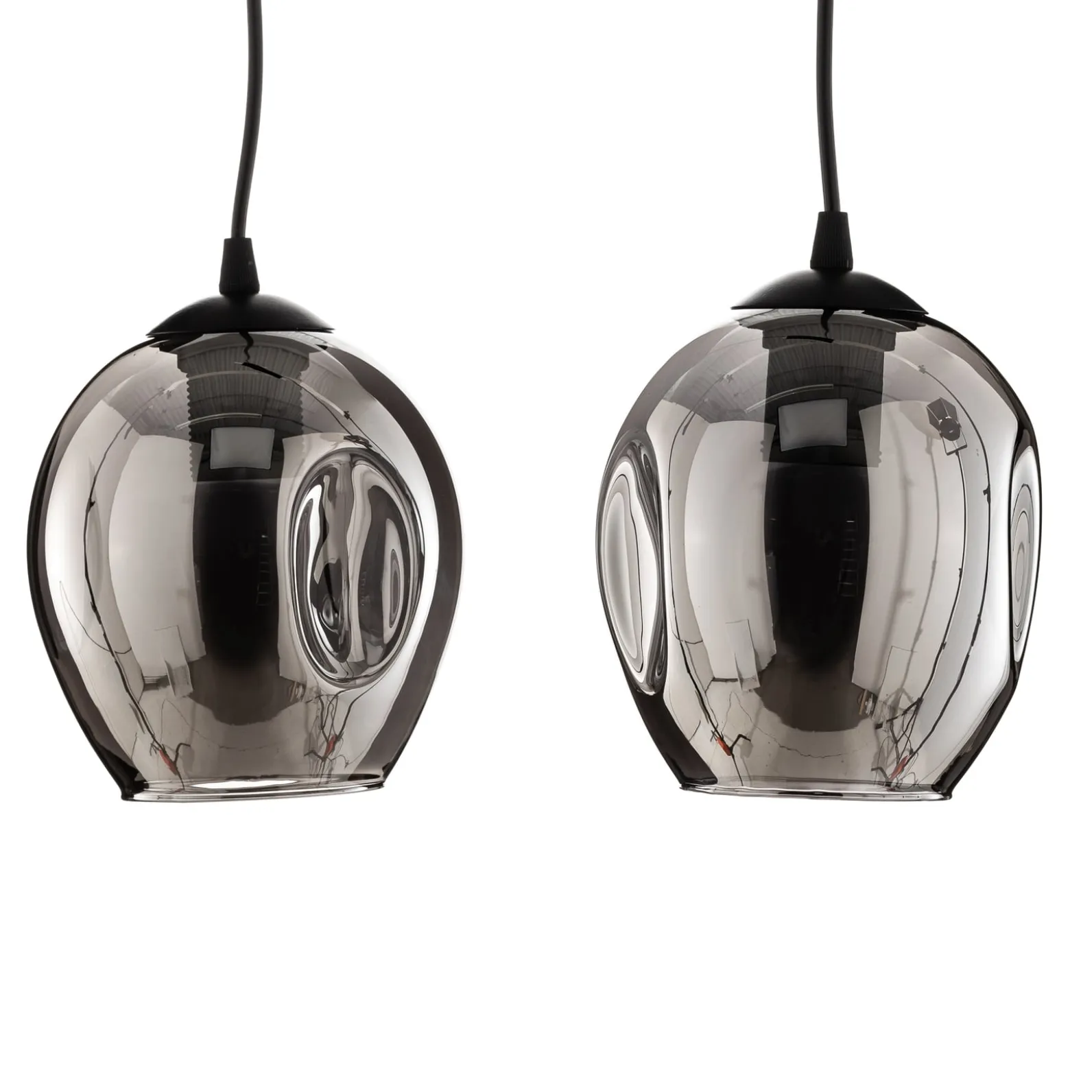 Pendellampe Starla zweiflammig, Glas grafit