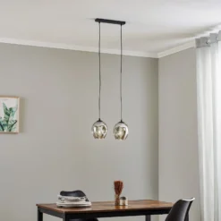 Pendellampe Starla zweiflammig, Glas grafit