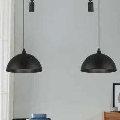 Pendellampe Winkworth, schwarz, Länge 118 cm, Metall, 2-flg.