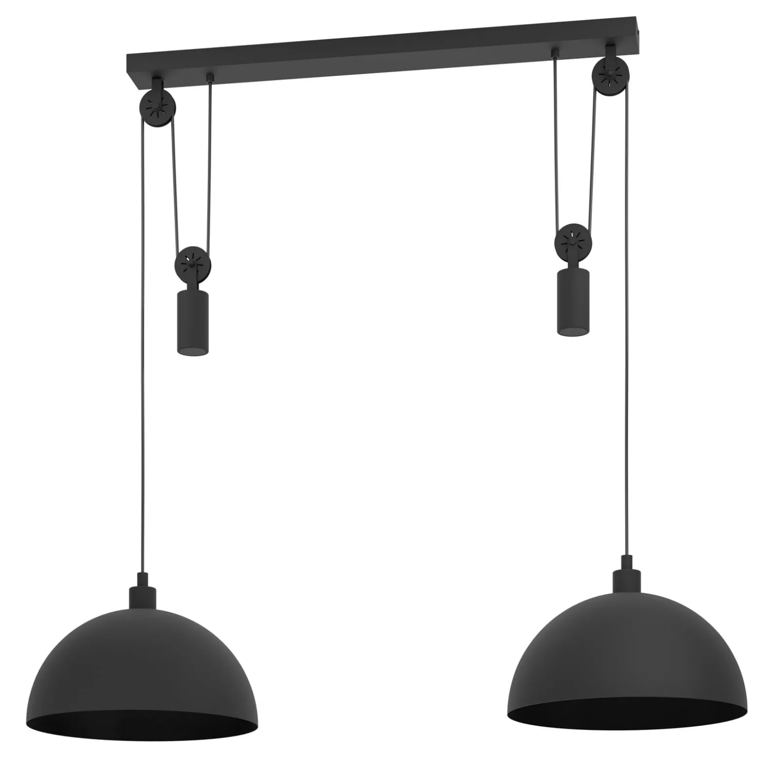 Pendellampe Winkworth, schwarz, Länge 118 cm, Metall, 2-flg.