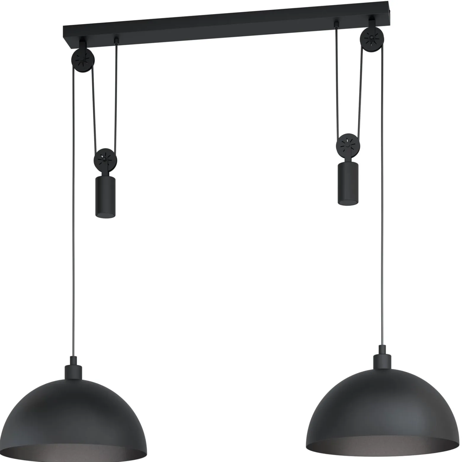 Pendellampe Winkworth, schwarz, Länge 118 cm, Metall, 2-flg.