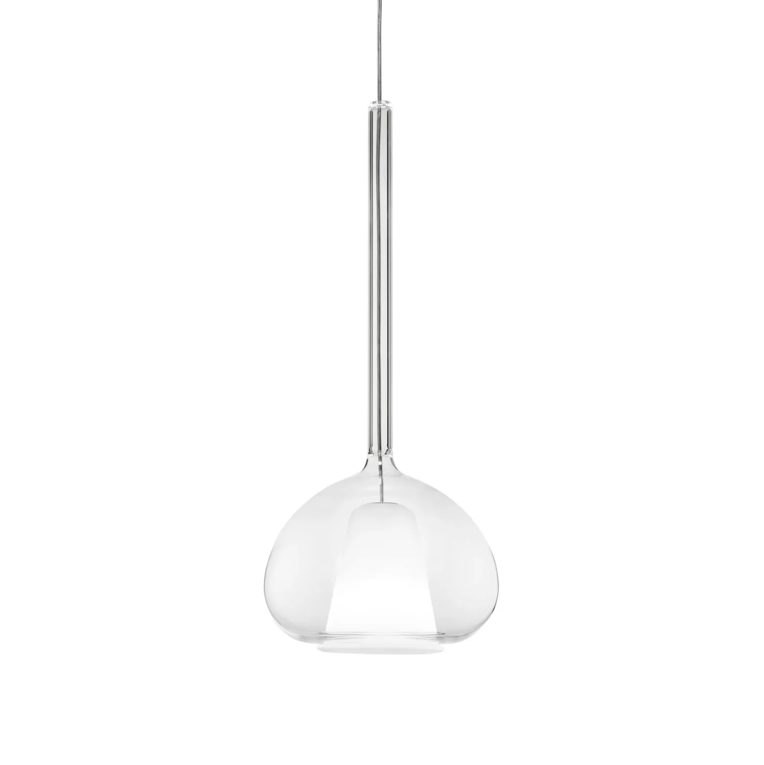 Pendelleuchte Beba, G9, fünf klare Glasschirme