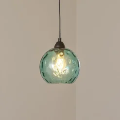 Pendelleuchte Benek, blau, Glas, Ø 20 cm, E27