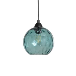 Pendelleuchte Benek, blau, Glas, Ø 20 cm, E27