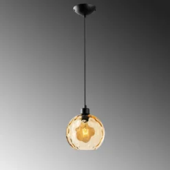 Pendelleuchte Benek, gelb, Glas, Ø 20 cm, E27