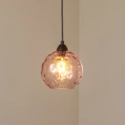 Pendelleuchte Benek, pink, Glas, Ø 20 cm, E27