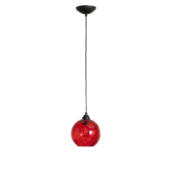 Pendelleuchte Benek, rot, Glas, Ø 20 cm, E27