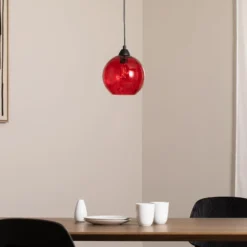 Pendelleuchte Benek, rot, Glas, Ø 20 cm, E27