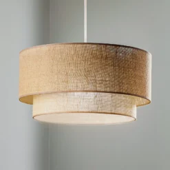 Pendelleuchte Boho, braun, Ø 45 cm, Textil