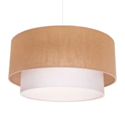 Pendelleuchte Boho, braun/weiß, Ø 45 cm, Textil