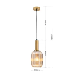 Pendelleuchte Carneval, altmessing/amber, Ø 14 cm, Glas