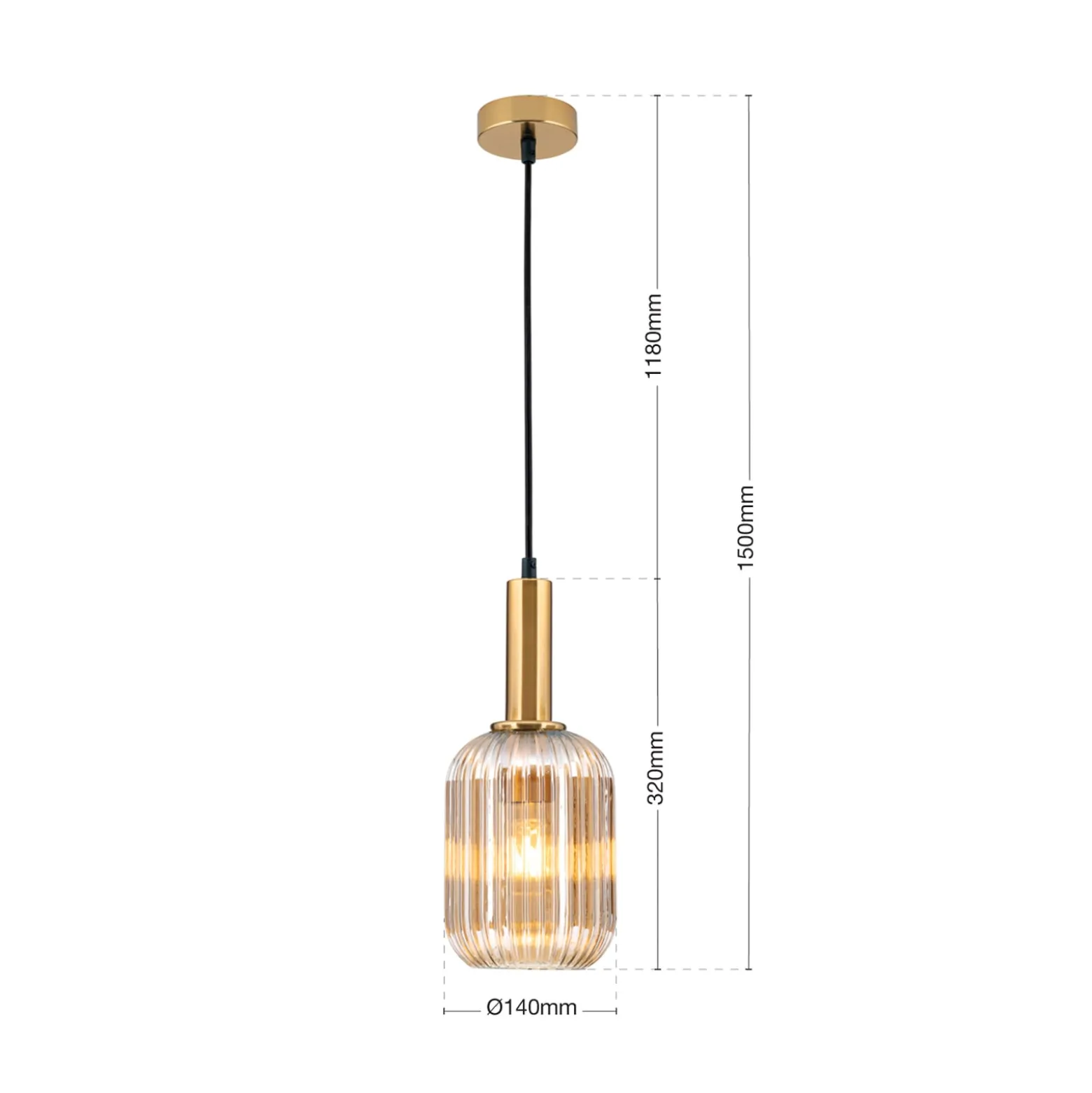 Pendelleuchte Carneval, altmessing/amber, Ø 14 cm, Glas