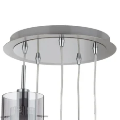 Pendelleuchte Duo 2, Rauchglas/chrom fünfflammig