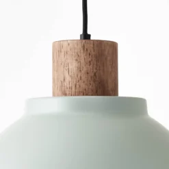 Pendelleuchte Erena mit Holzdetail, hellgrün