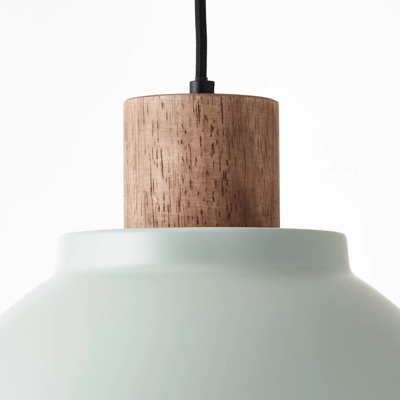 Pendelleuchte Erena mit Holzdetail, hellgrün