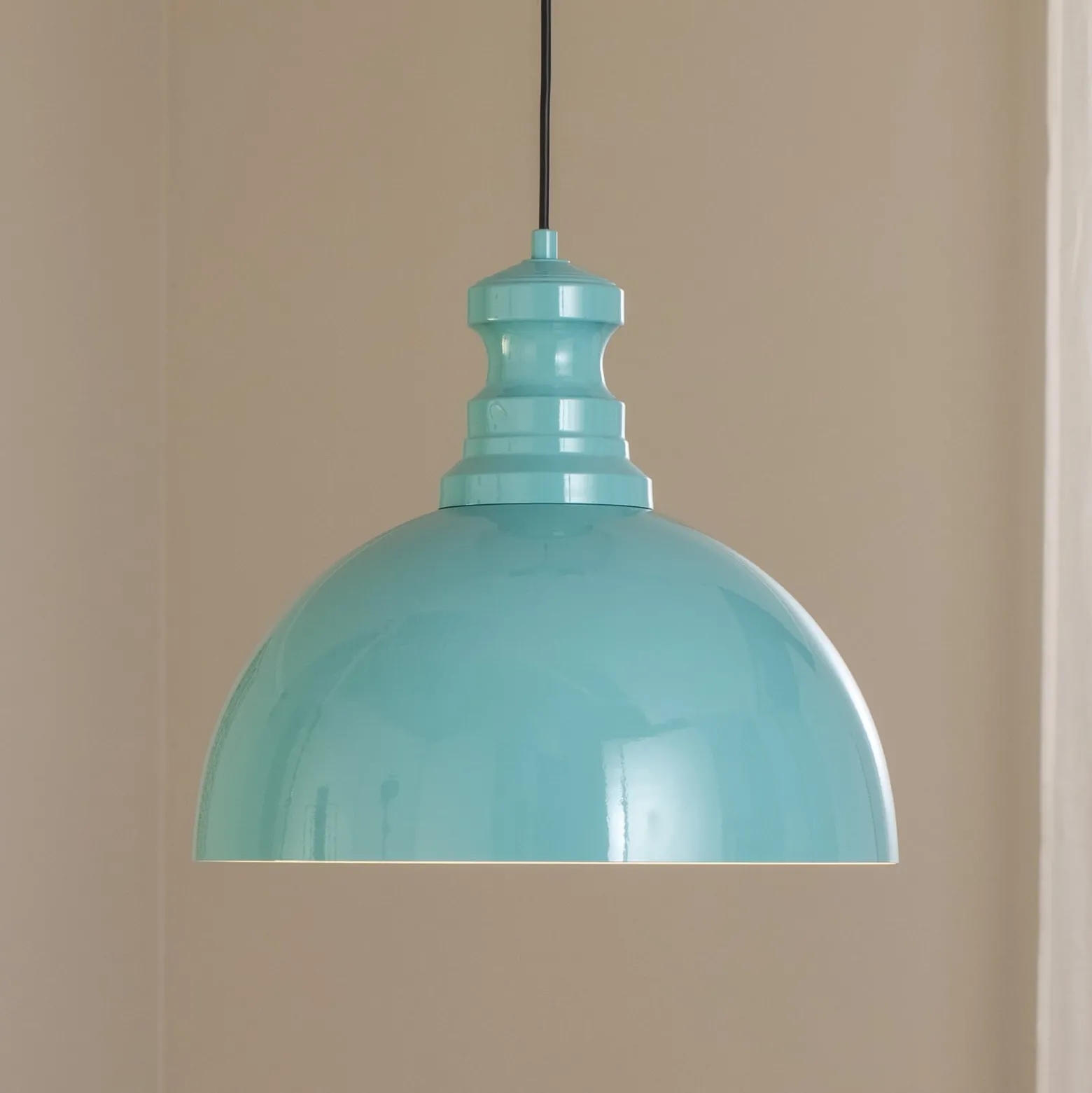 Pendelleuchte Kure, türkis, Metall, Ø 40 cm E27