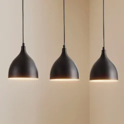Pendelleuchte Nanu, schwarz, Edelstahl, 3-flammig
