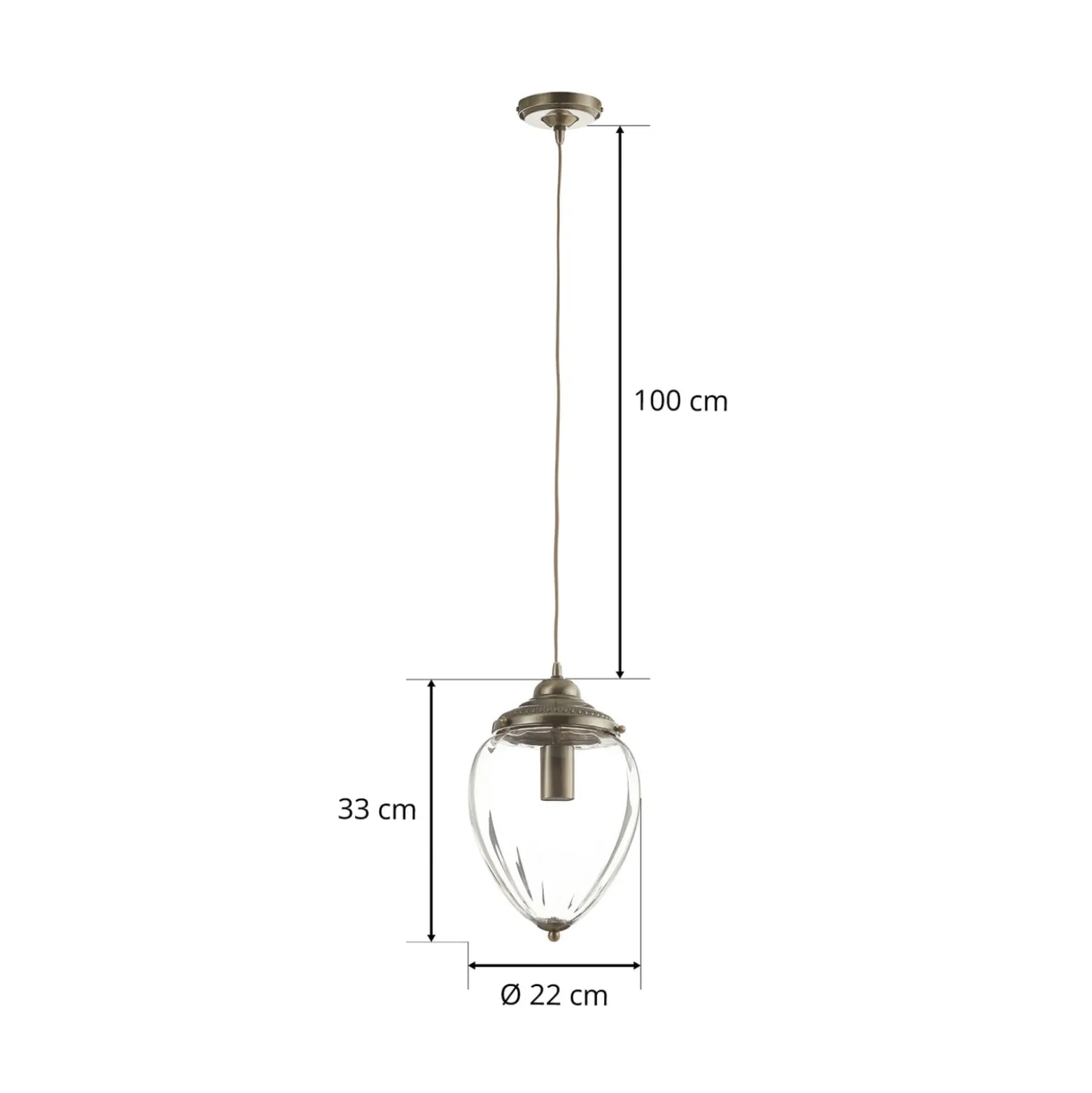 Pendelleuchte Pineapple, Messing antik