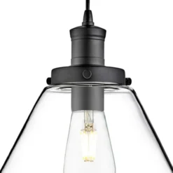 Pendelleuchte Pyramid, schwarz/klar, Glas, Ø 29 cm, E27