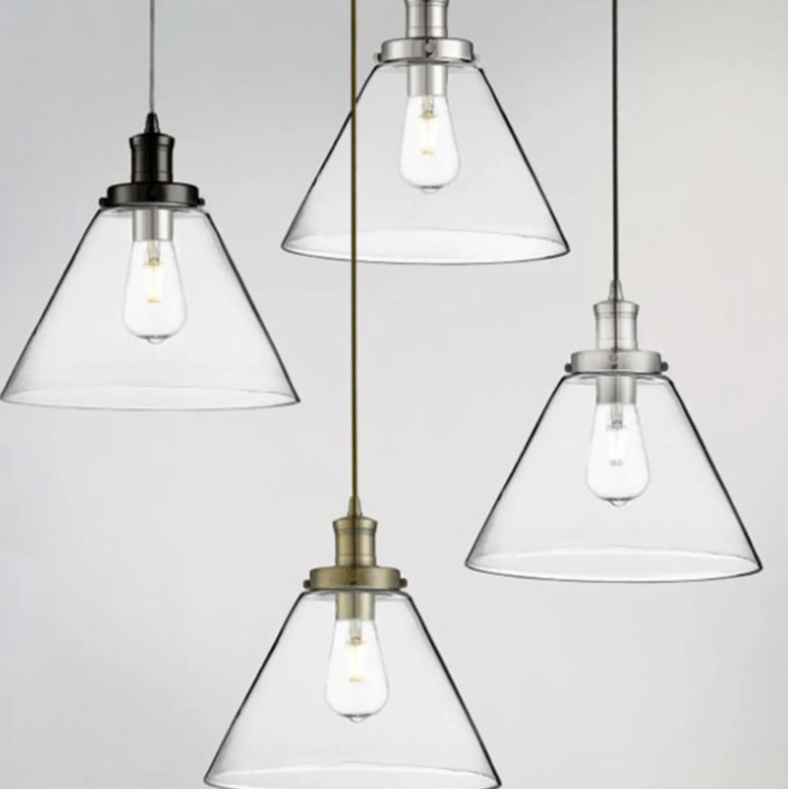 Pendelleuchte Pyramid, schwarz/klar, Glas, Ø 29 cm, E27