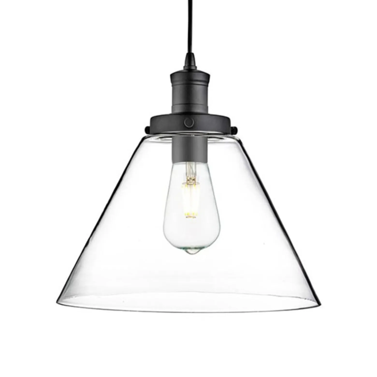 Pendelleuchte Pyramid, schwarz/klar, Glas, Ø 29 cm, E27