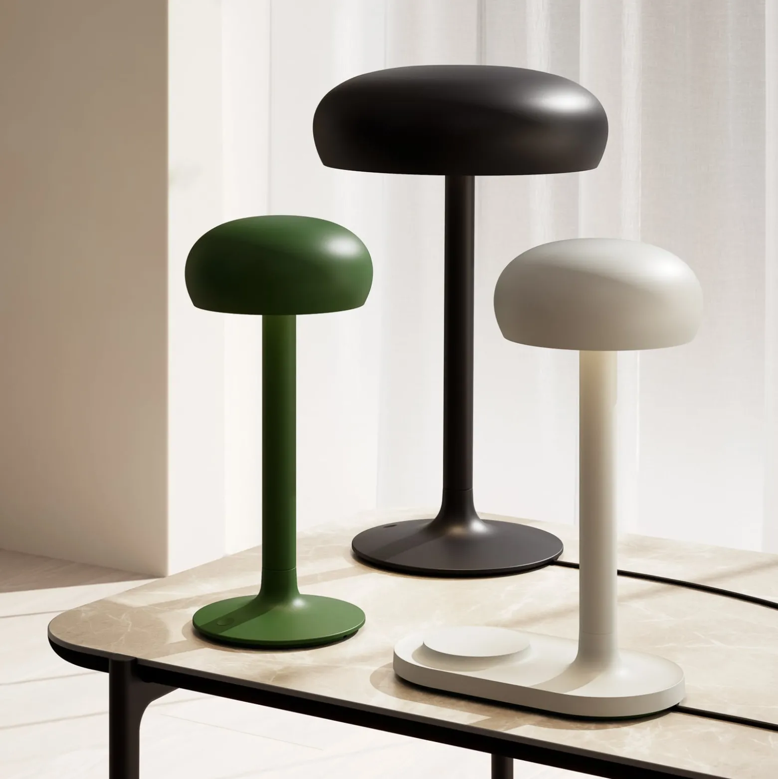 PLEASE WAIT to be SEATED Akku-Tischlampe Emendo, grau, IP44