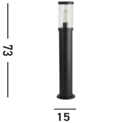 Pollerleuchte Bakerloo, IP44, schwarz, Höhe 73 cm, Metall