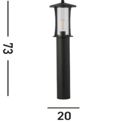 Pollerleuchte Pagoda, IP44, schwarz, Höhe 73 cm, Metall