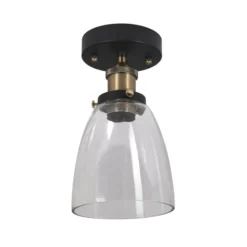 PR Home Deckenleuchte Kappa, messing/klar, Glas, Ø 14 cm