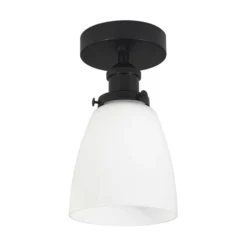 PR Home Deckenleuchte Kappa, schwarz/opal, Glas, Ø 14 cm