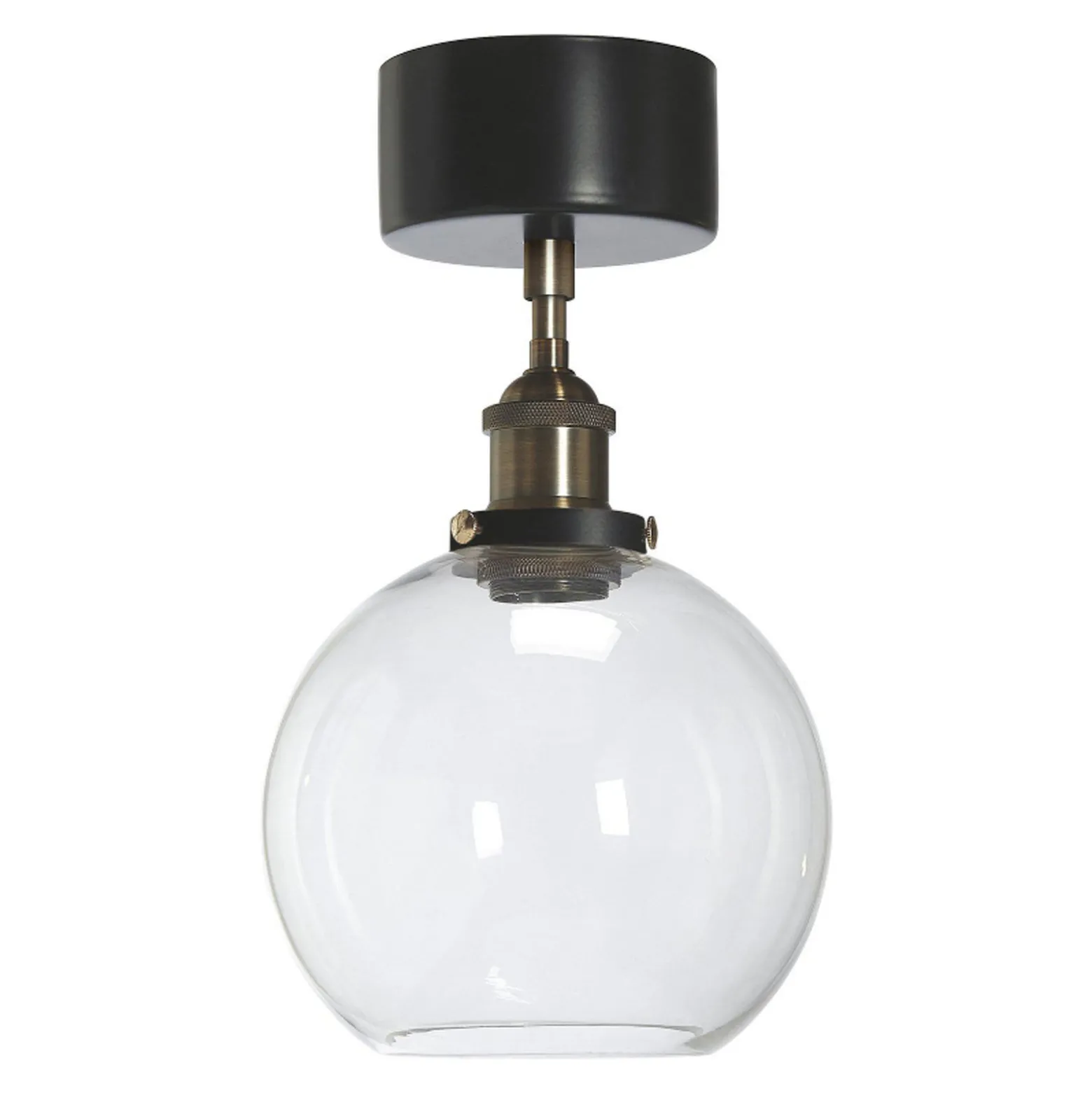 PR Home Deckenleuchte Omega, klar/messing/schwarz, Ø 20 cm