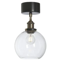 PR Home Deckenleuchte Omega, klar/messing/schwarz, Ø 20 cm