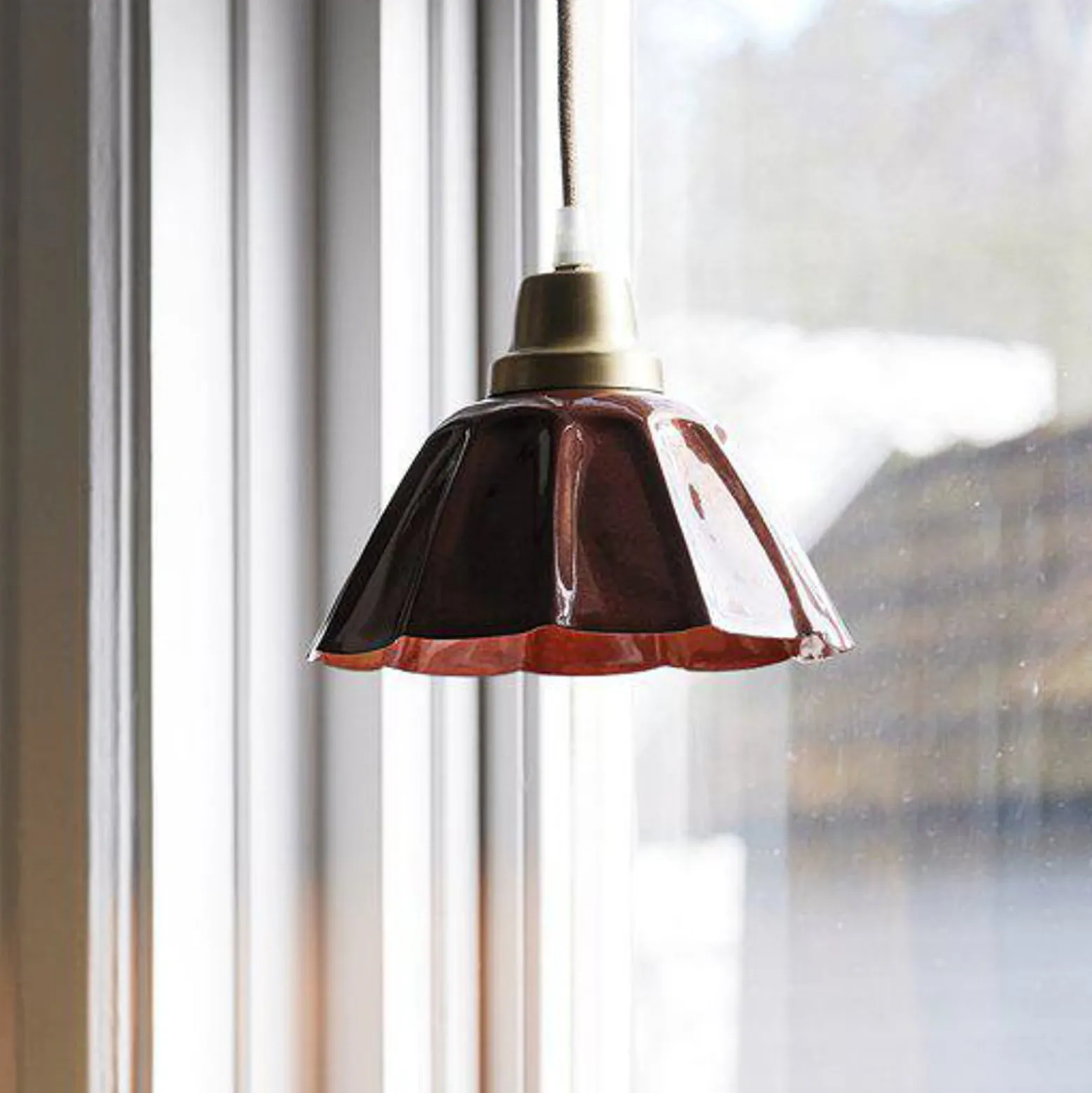 PR Home Hängelampe Ester, terracotta, Ø 17 cm, Eisen Stecker
