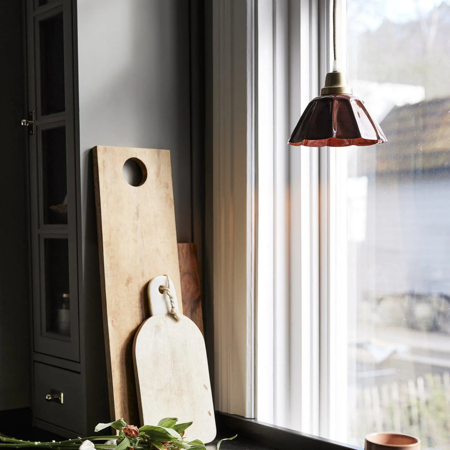 PR Home Hängelampe Ester, terracotta, Ø 17 cm, Eisen Stecker