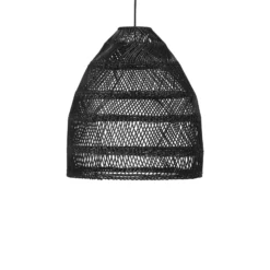 PR Home Hängelampe Maja, Rattan, schwarz, Ø 45 cm