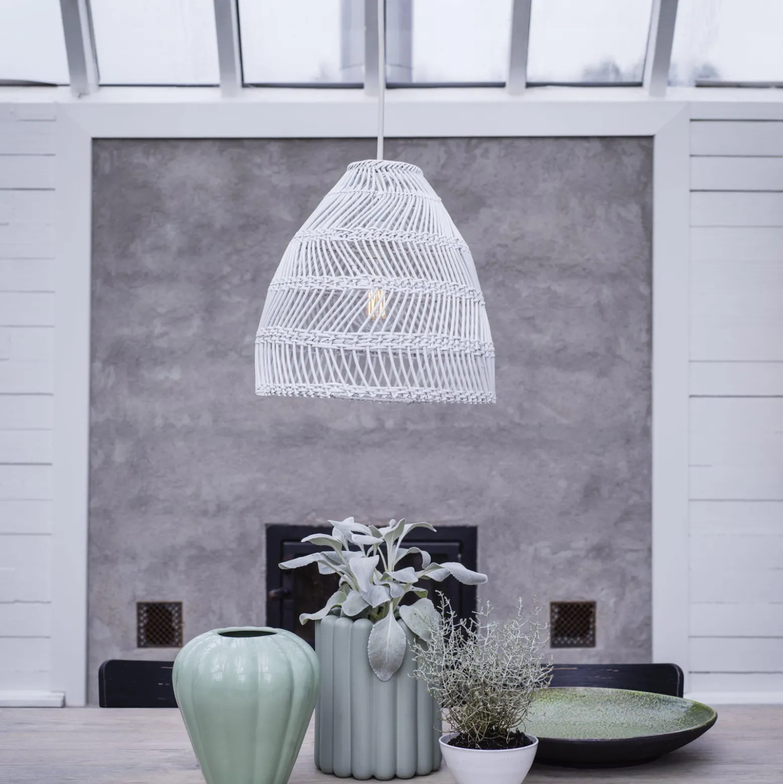 PR Home Hängeleuchte, Maja Outdoor, Ø 53 cm, weiß, Rattan
