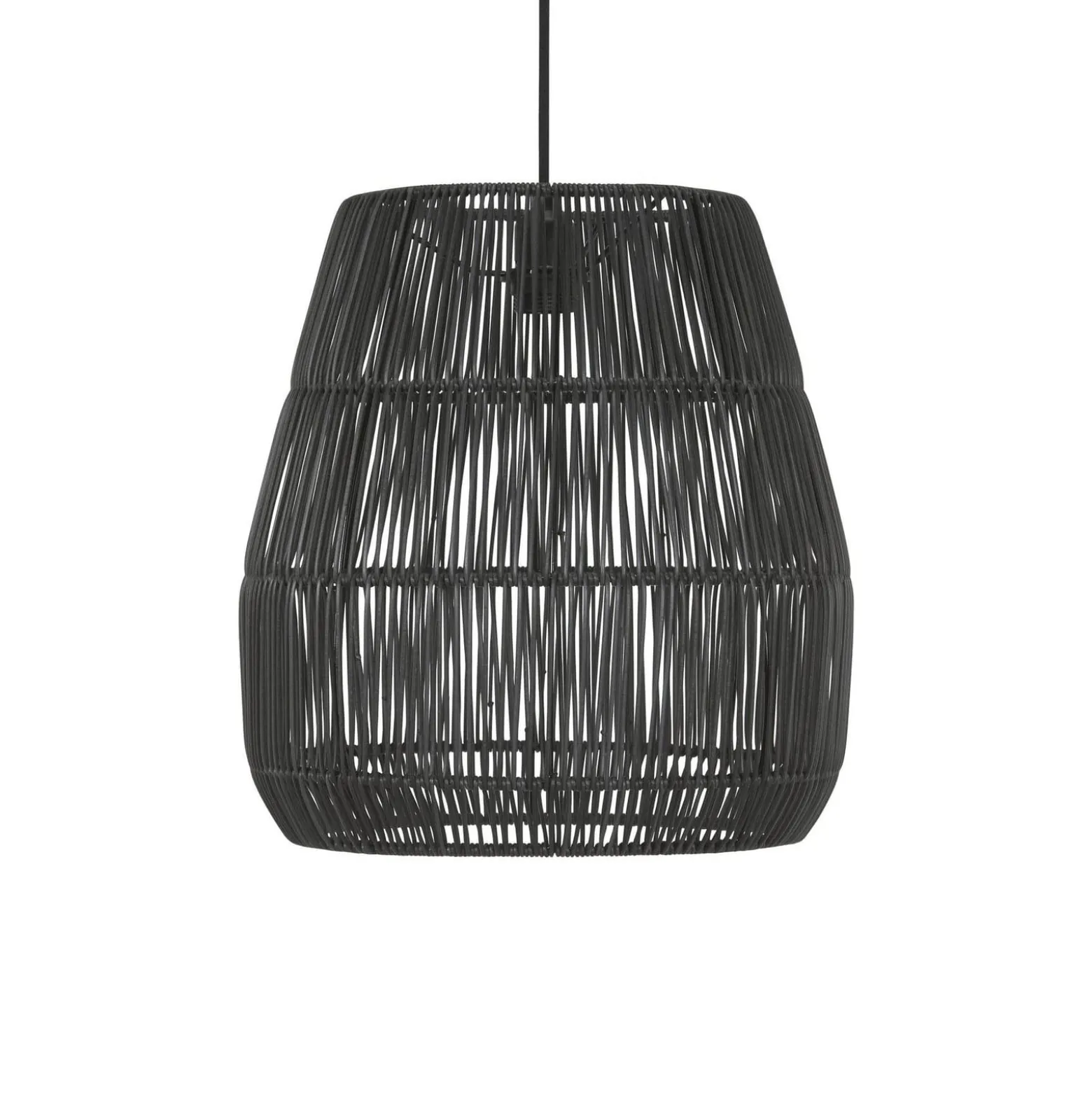 PR Home Hängeleuchte Saigon, Rattanoptik, schwarz, Ø 38 cm