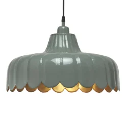 PR Home Hängeleuchte Wells, grün/gold, Ø 43 cm, Metall