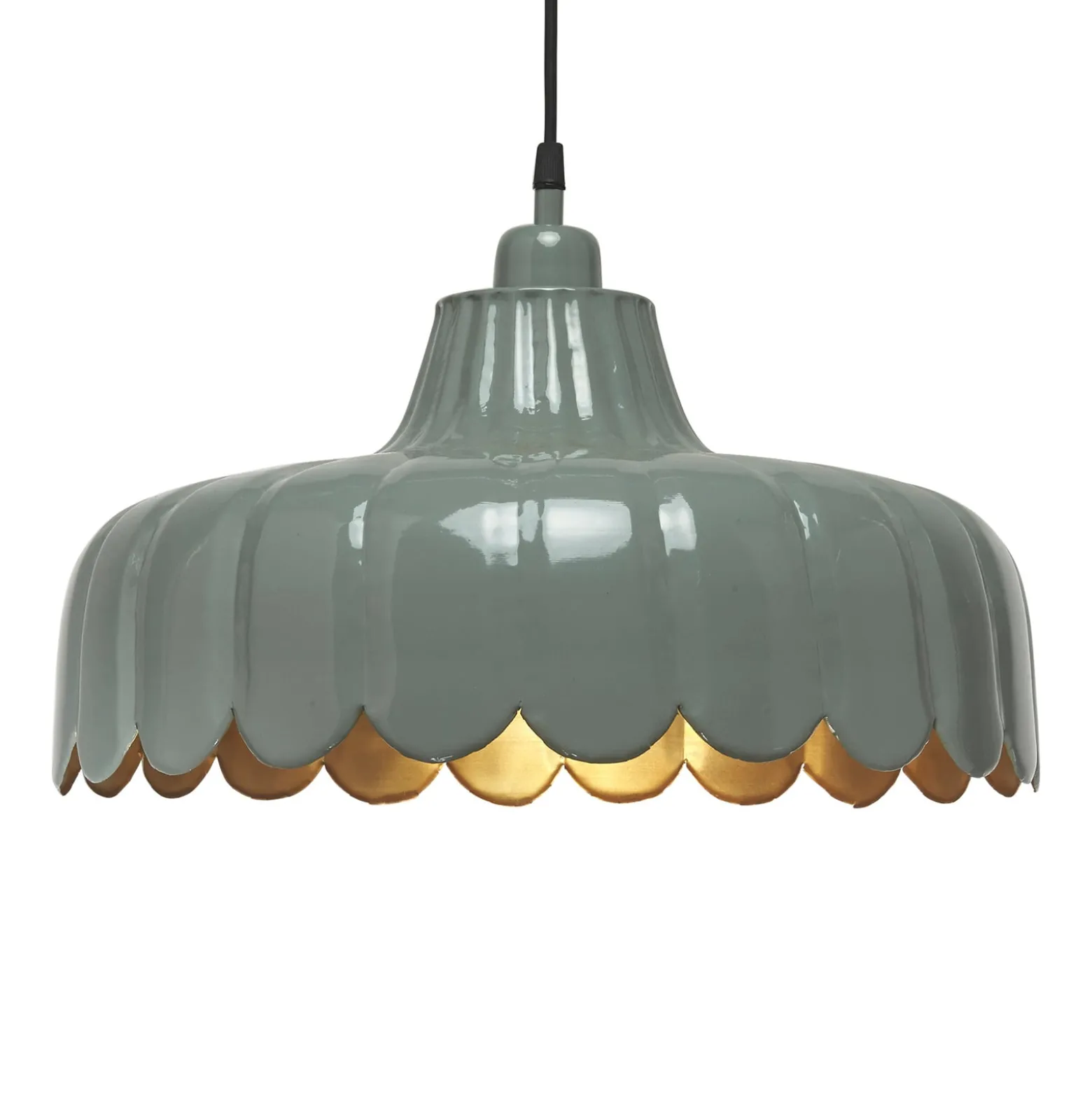 PR Home Hängeleuchte Wells, grün/gold, Ø 43 cm, Metall