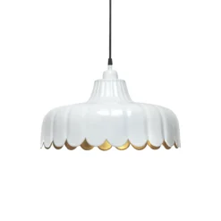 PR Home Hängeleuchte Wells, weiß/gold, Ø 43 cm, Metall