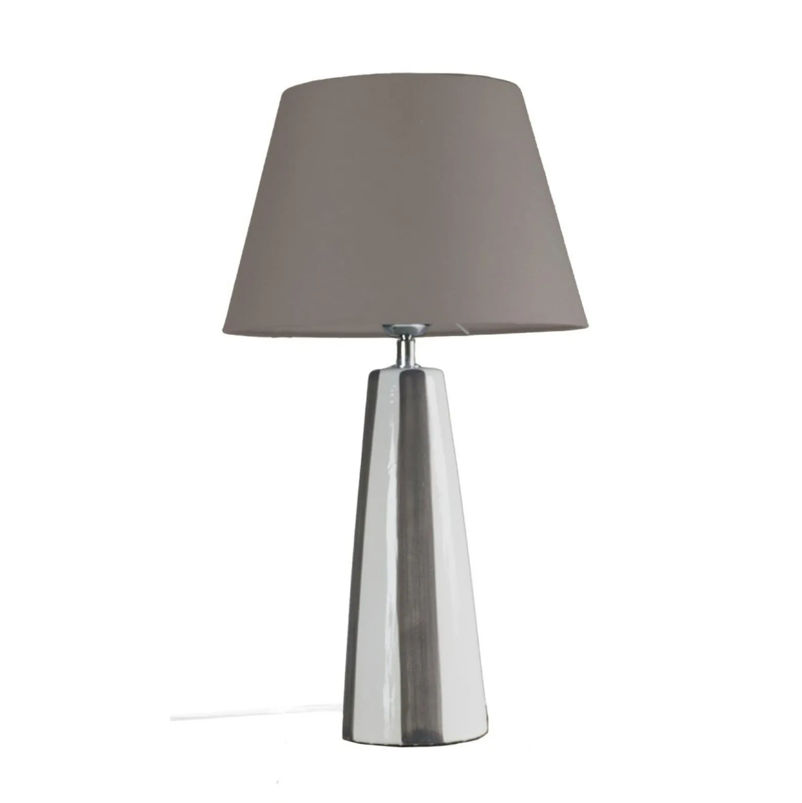 PR Home Tischlampe Leya, braun/weiß, Höhe 54 cm Metall/Stoff