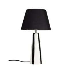 PR Home Tischlampe Leya, schwarz/weiß, 54 cm, Metall/Stoff