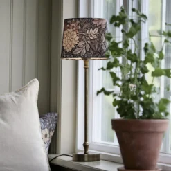PR Home Tischlampe Liam Sofia Dahlia Brown bunt/messing 55cm